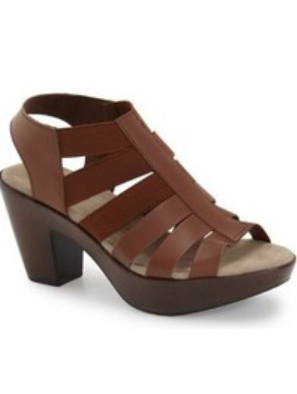 Munro Cookie Cage Slingback Chunky Heels Sandals 10.5 N Brown Leather Strappy